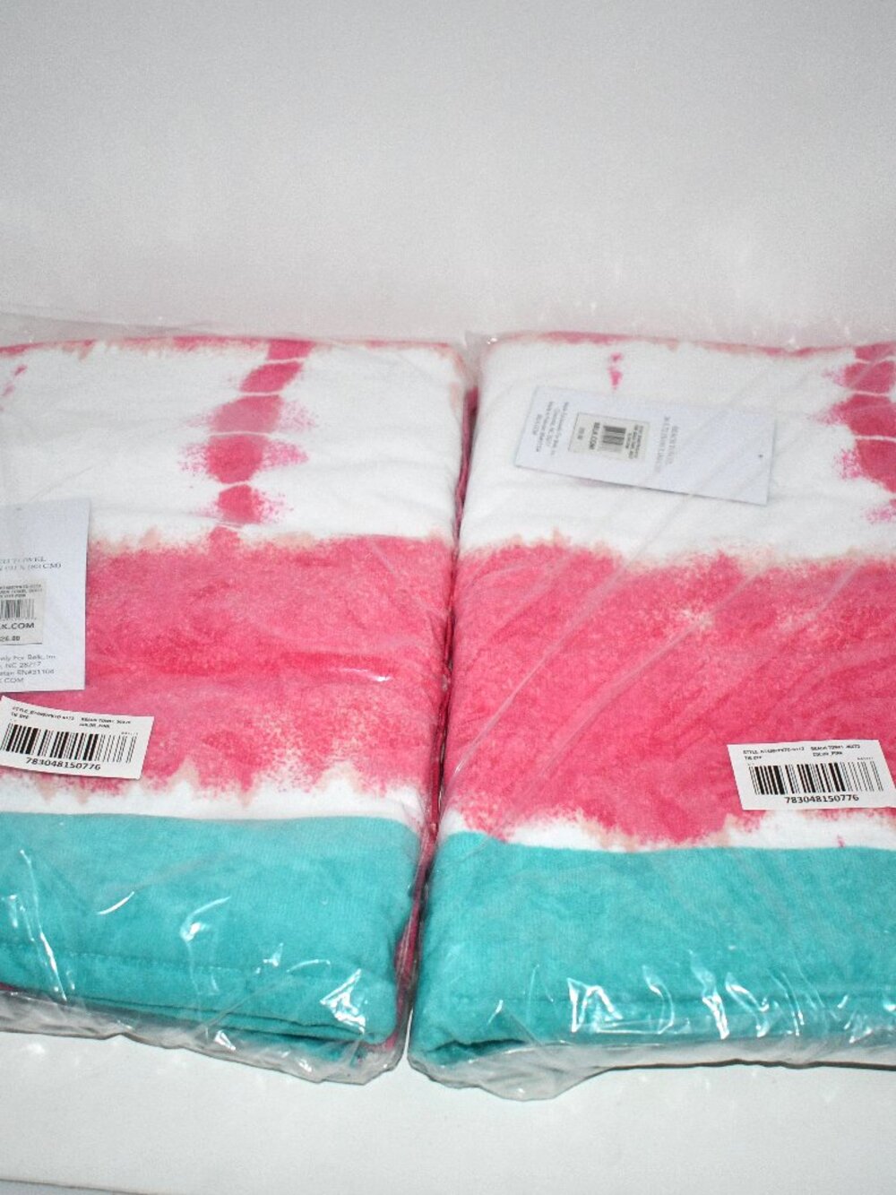 Crown & Ivy Beach Towels Set of 2 Pink Tie Dye 100% Cotton Style BT4097PKTD-6113